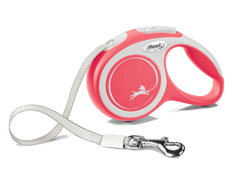 NEW COMFORT Rollleine für Hunde, 5m Band, Größe M bis 25kg, rot - FLEXI