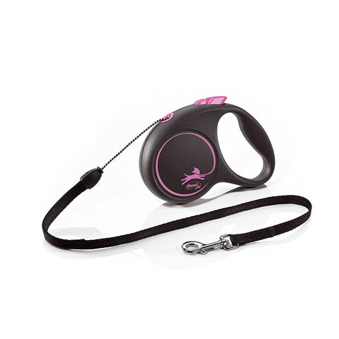 BLACK DESIGN - Rollleine für Hunde, schwarz/pink M 5m LINKA [FL-3418] - FLEXI