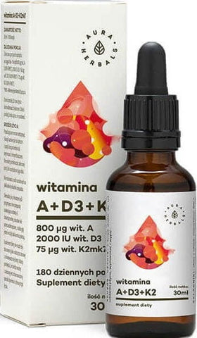 Vitamin A 800 µg + D3 2000 IE + K2 75 µg 180 Portionen 30 ml AURA HERBALS