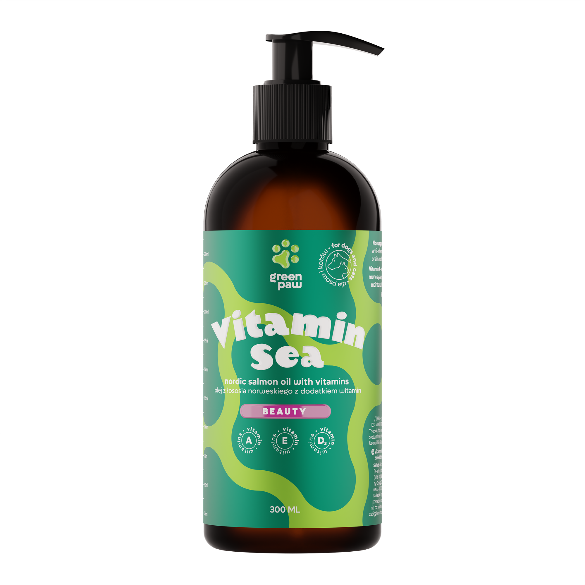 Vitamin Sea Norwegisches Lachsöl mit zugesetzten Vitaminen 300ml - GREEN PAW