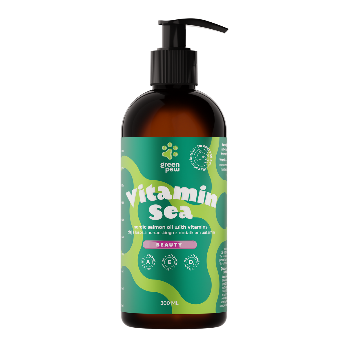 Vitamin Sea Norwegisches Lachsöl mit zugesetzten Vitaminen 300ml - GREEN PAW