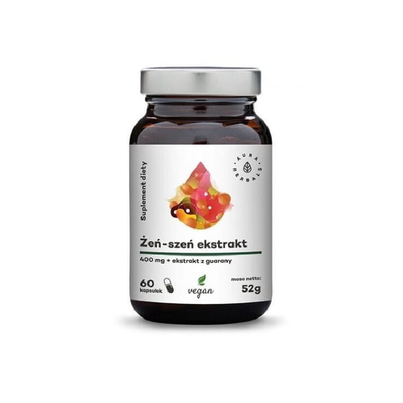 Ginseng - Panax Ginseng -Uute 400 MG + Guarana -Uute 60 Kapselia 52 g AURA HERBALS