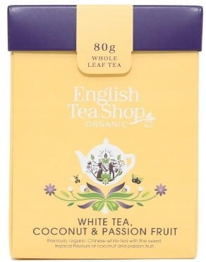 Vit te, strödd med kokos och passionsfrukt EKO 80 g ENGLISH TEA SHOP