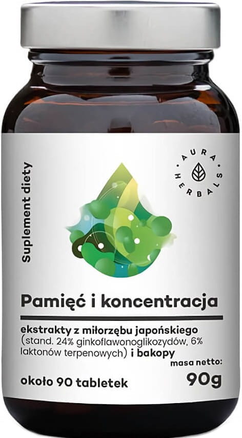 Extrakt z Ginkgo Biloba a Bacopy pro paměť a koncentraci 90 tablet 90 g AURA HERBALS