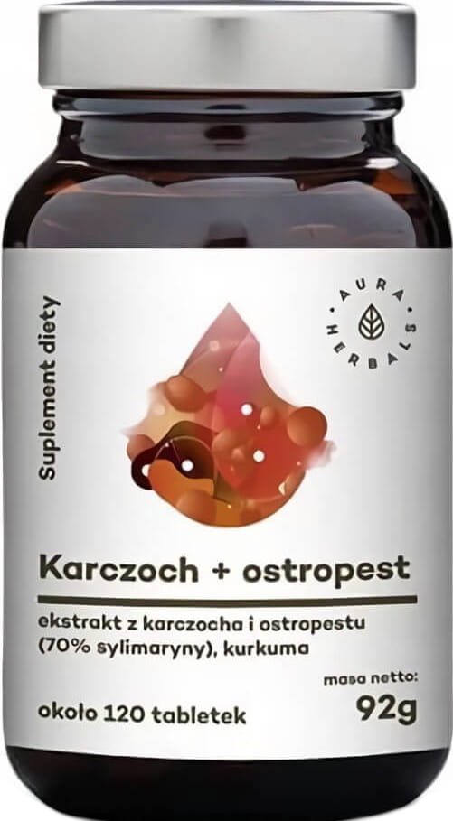 Artischockenextrakt + Mariendistelextrakt 70 % Silymarin + Kurkuma 120 Tabletten 92 g AURA HERBALS