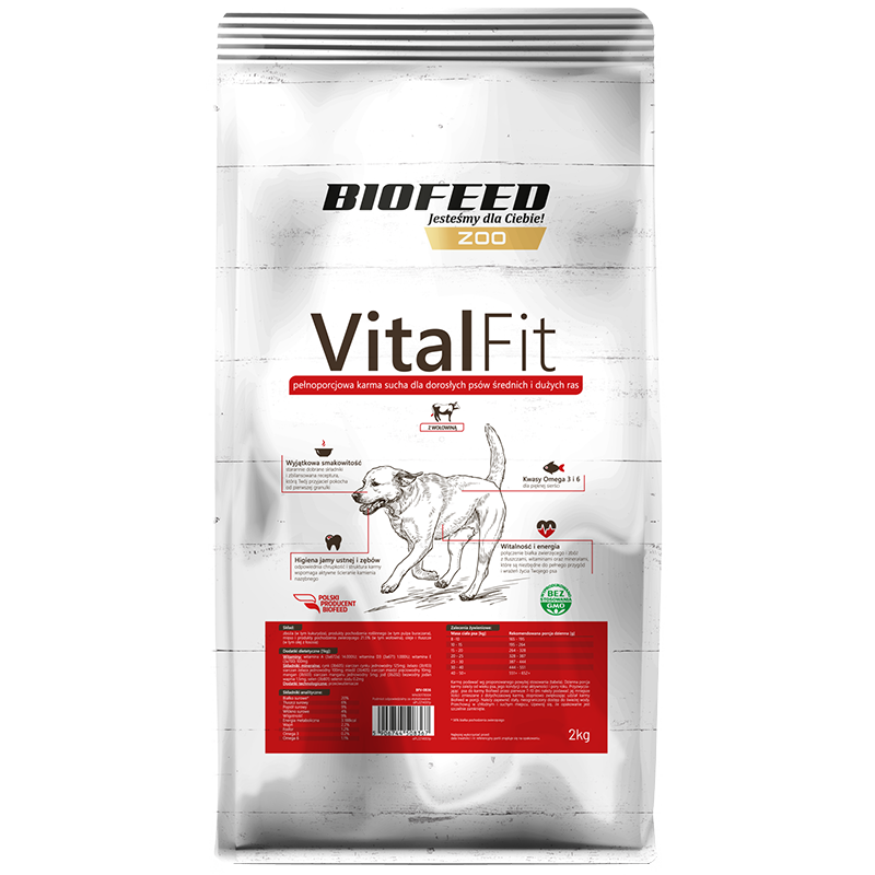 VITALFIT für ausgewachsene Hunde mittlerer und großer Rassen mit Rindfleisch 2kg - BIOFEED