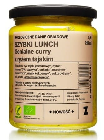 Zartes Curry mit Jasminreis BIO 540 ml - ZAKWASOWNIA