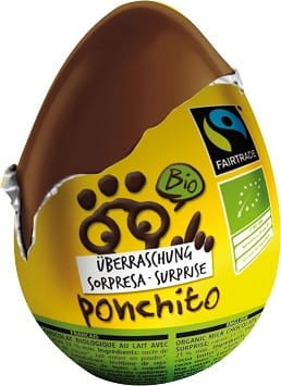 Čokoládové vajíčko s překvapením fair trade bez lepku BIO 20 g - PONCHITO