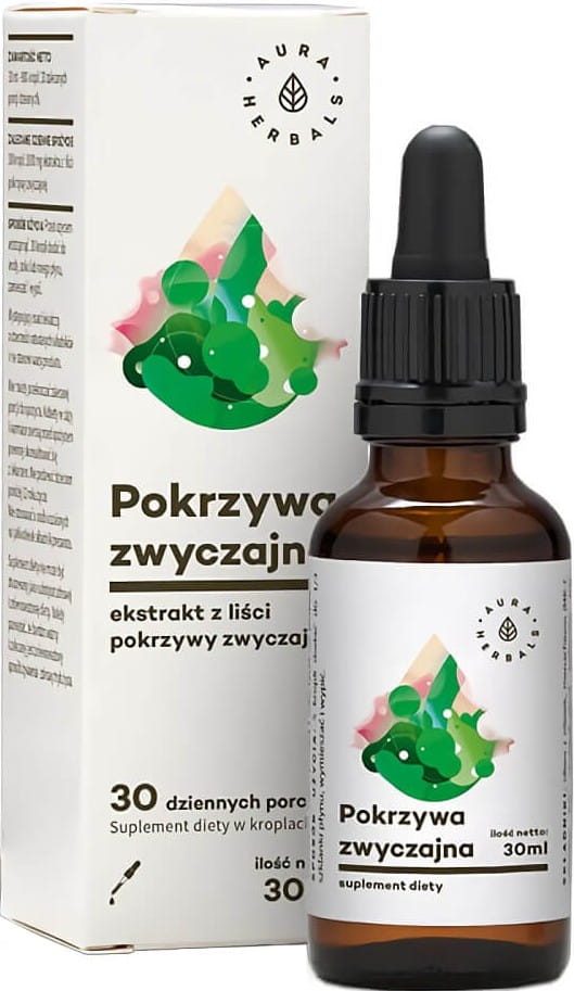 Extrakt z kopřivových listů 1000mg kapky 30ml AURA HERBALS