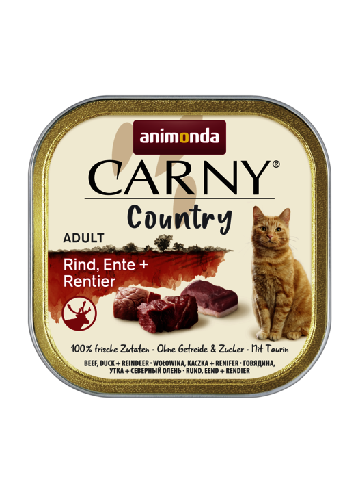 CARNY COUNTRY Adult Dish mit Rind, Ente und Rentier 100g - ANIMONDA