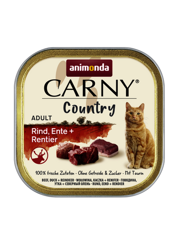 CARNY COUNTRY Adult Dish mit Rind, Ente und Rentier 100g - ANIMONDA