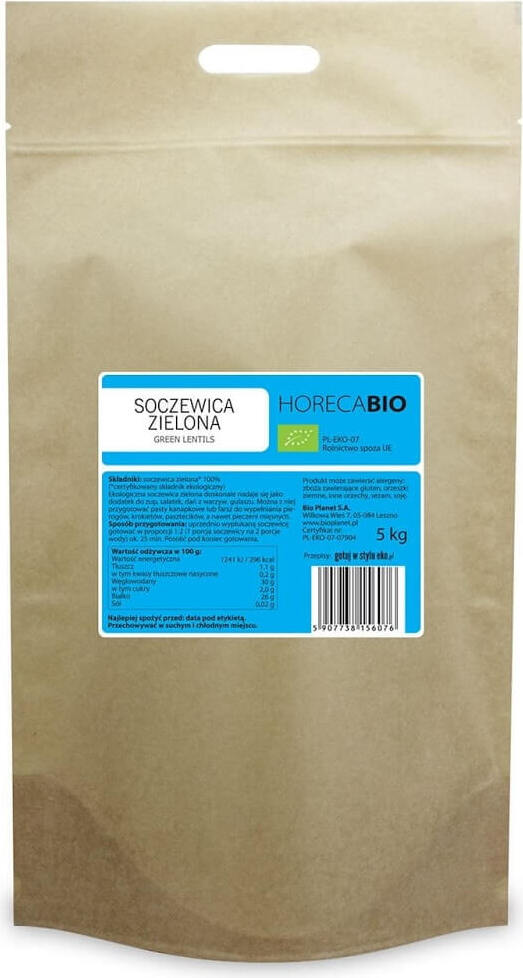 Vihreät linssit BIO 5 kg - HORECA