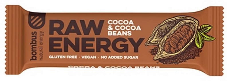 Barre énergétique crue aux fèves de cacao, sans gluten 50 g BOMBUS