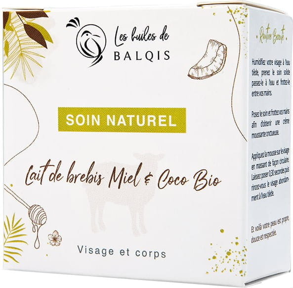 Palasaippua kasvoille ja keholle, lampaanmaitoa, hunajaa ja kookosta, 100 g - BALQIS