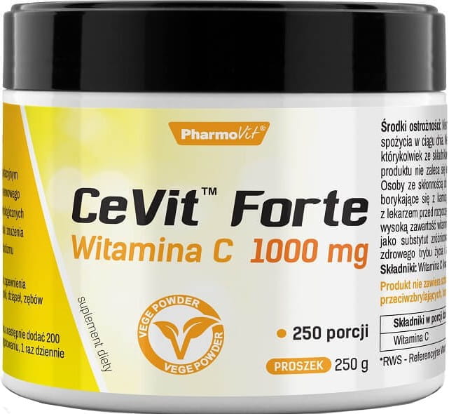 Vitamin C 1000mg cevit FORTE Pulver 125 porsjoner 250g PHARMOVIT