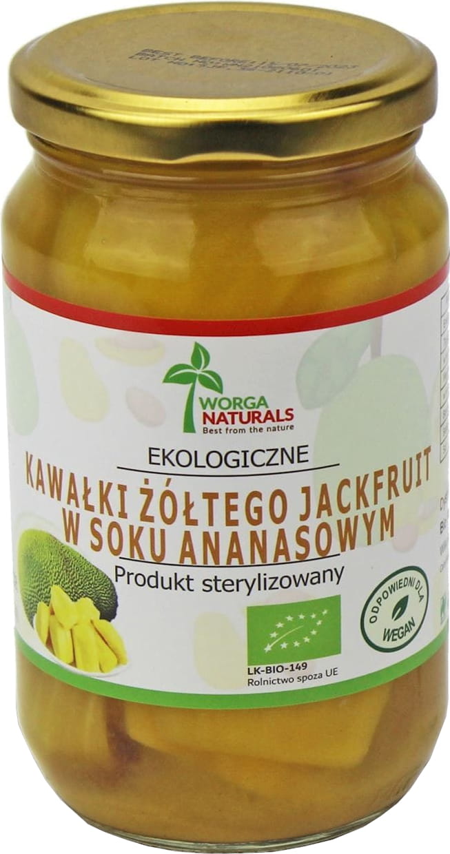 Gula jackfruktsbitar i ananassaft EKO 350 g (200 g) (glas) - WORGA NATURALS