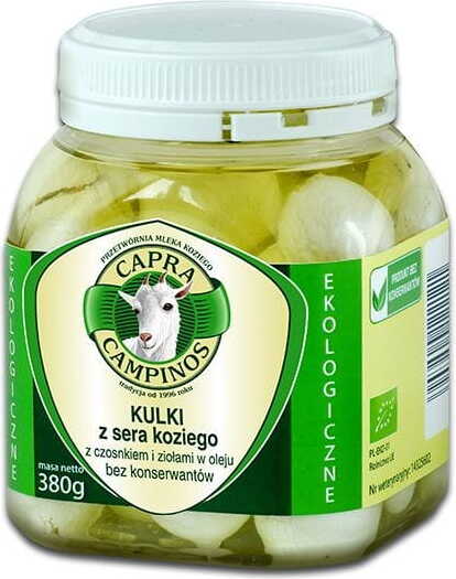 Formaggio di capra - Palline con aglio ed erbe aromatiche in olio BIO 380 g - CAPRA CAMPINOS