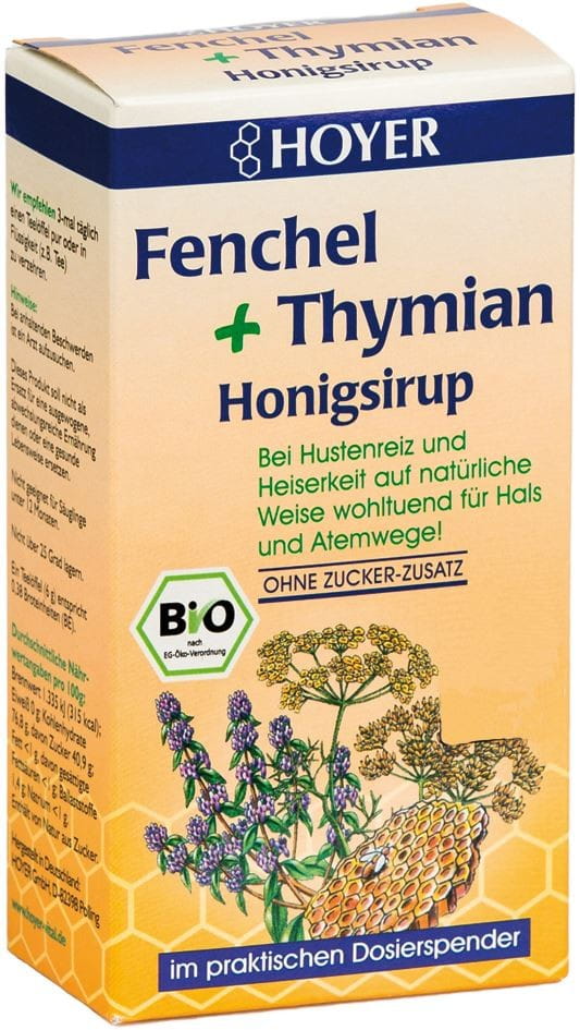 Medový sirup s fenyklem a tymiánem BIO 250 g - HOYER