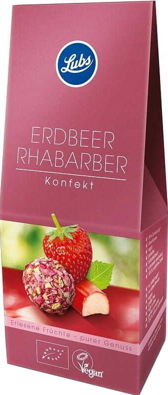 Dattelpralinen mit Erdbeeren und Rhabarber glutenfrei BIO 80 g - LUBS