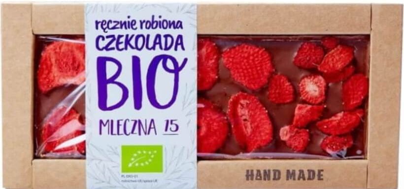 Chocolate ao leite com morangos BIO 53 g - STAROPOLSKA SÜSSWAREN