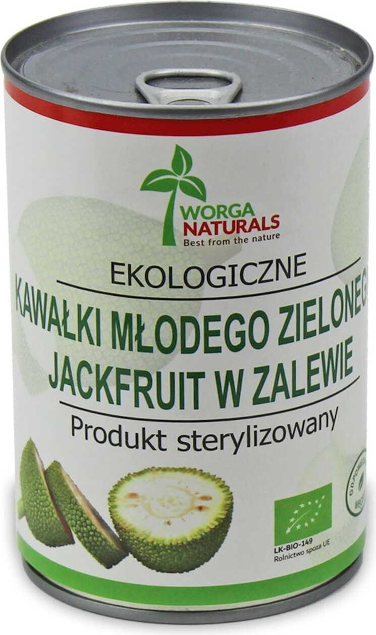 Kepingan Nangka Muda Hijau dalam Air Garam BIO 400 g (220 g) (Tin) - WORGA NATURALS