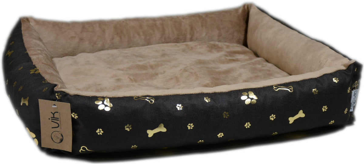 LUX Rechteckiges Bett mit Kopfkissen Nr. 2 60x50x12 Braun Goldene Pfoten MINKY [4889] - VIK