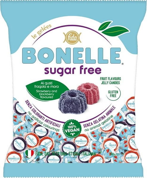 Kẹo dẻo mâm xôi và dâu tây không thêm đường 90 g BONELLE FIDA