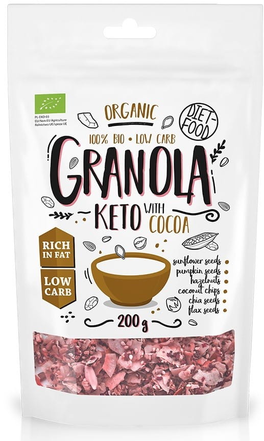 Keto müzli kakaóval és narancsolajjal BIO 200 g DIÉTA ÉLELMISZER