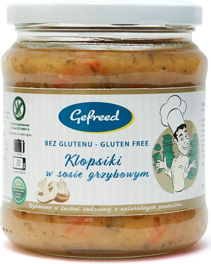 Bebola bebas gluten dalam sos cendawan 400 g - GEFREED