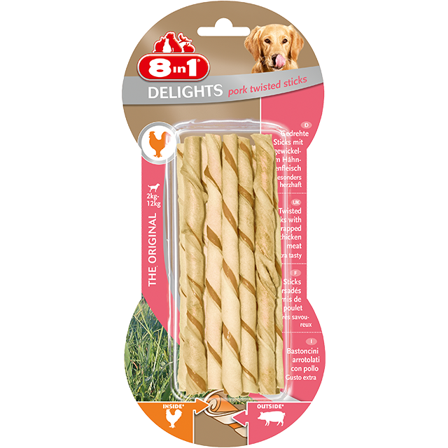 Delights Twisted Sticks mit Schweinefleisch [T122562] 10 Stück - 8IN1