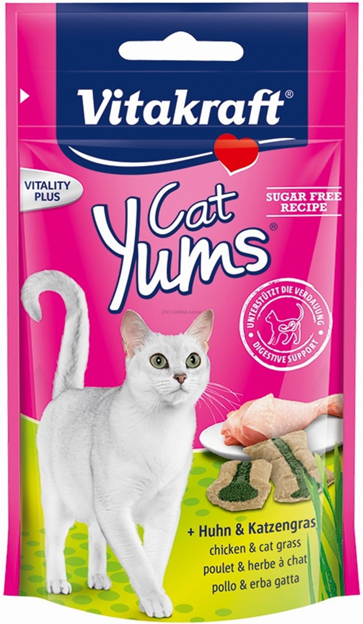 CAT YUMS Leckerli für Katzen, Huhn mit Katzengras 40g +20% gratis - VITAKRAFT
