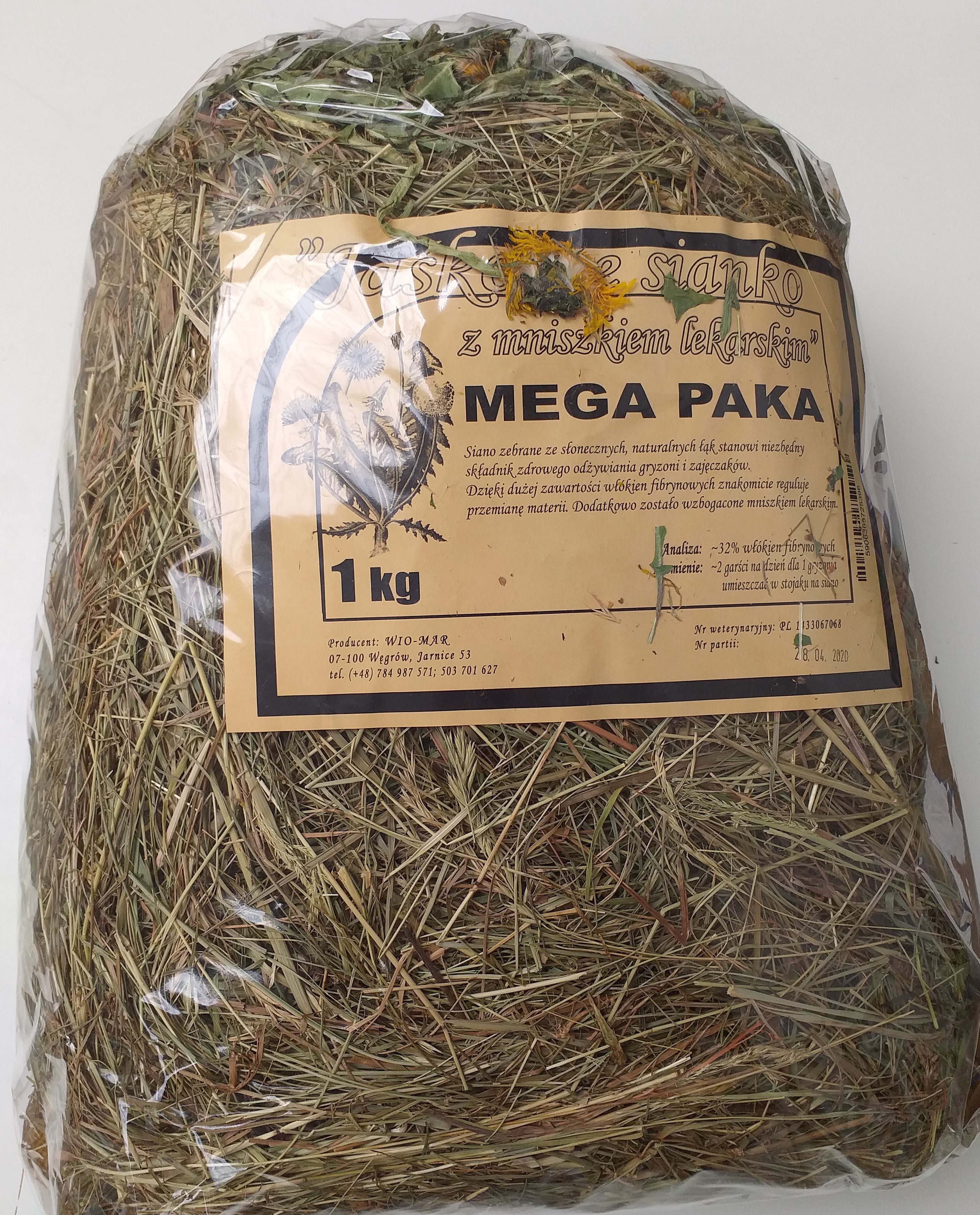 Jaśkowe Heu mit Löwenzahn Mega Paka 1kg - WIO-MAR