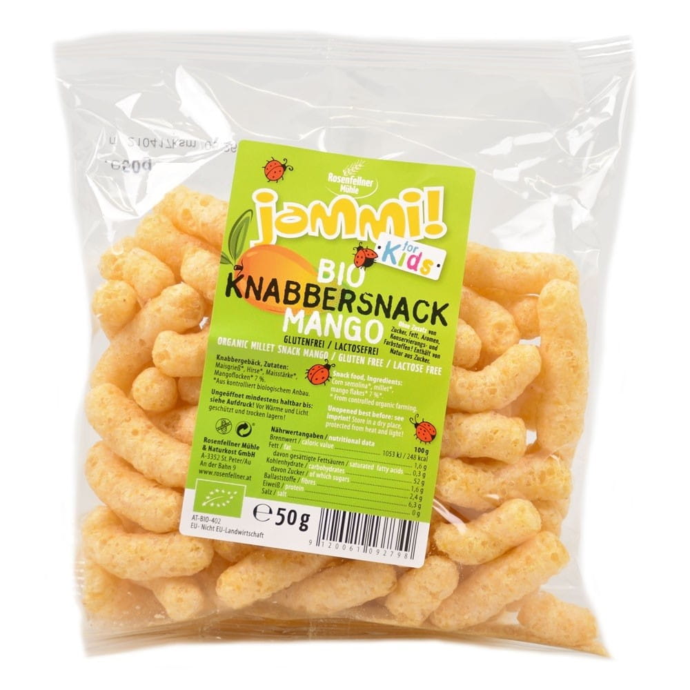Chips for barn med mangosmak glutenfri ØKO 50 g - ROSENFELLNER