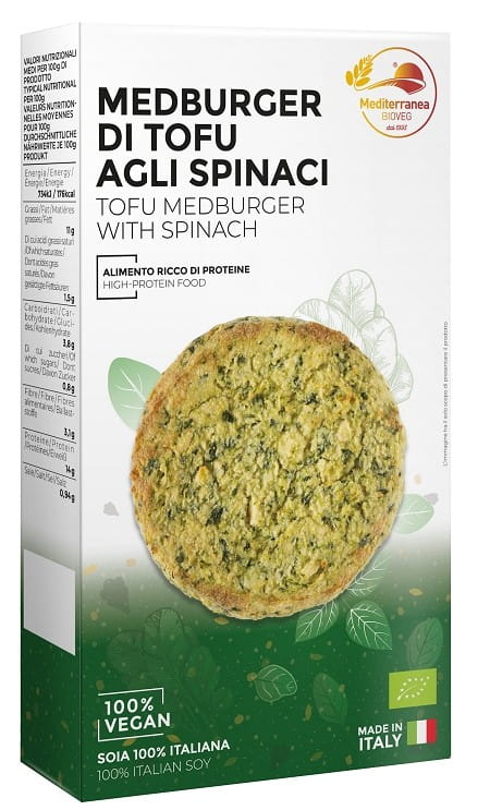 Tofu-Burger mit Spinat BIO 180 g - MEDITERRANEA