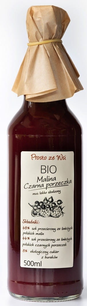 Hindbærmousse - Sort solbær let sødet BIO 500 ml - DIREKT FRA LANDSBYEN