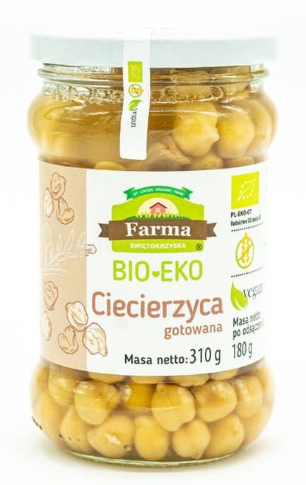 Đậu gà không chứa gluten ngâm nước muối hữu cơ 310 g (180 g) - FARMA ŚWIĘTOKRZYSKA