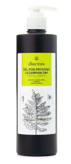 2-in-1 Duschgel und Shampoo, Malvenblütenextrakt, Panthenol, Levendeöl 500 ml - Duetrus