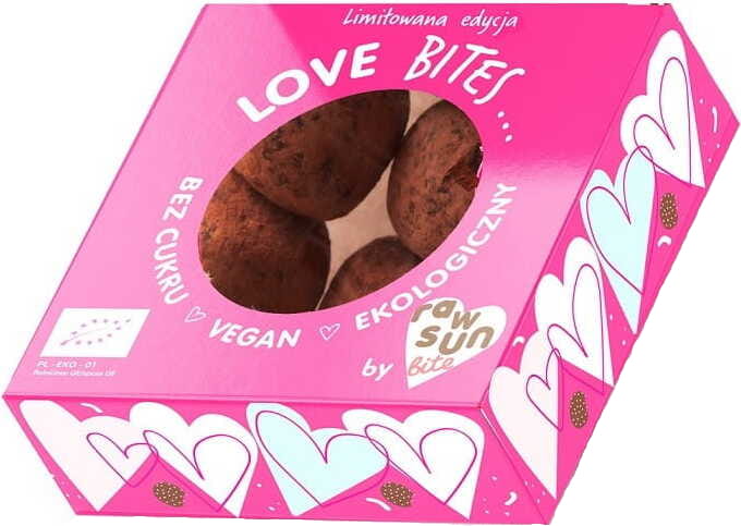 Cioccolatini al lampone di San Valentino BIO 52 g - RAW SUN BITE