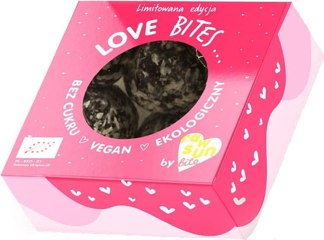 Organic cocoa Valentine's pralines 52 g - RAW SUN BITE
