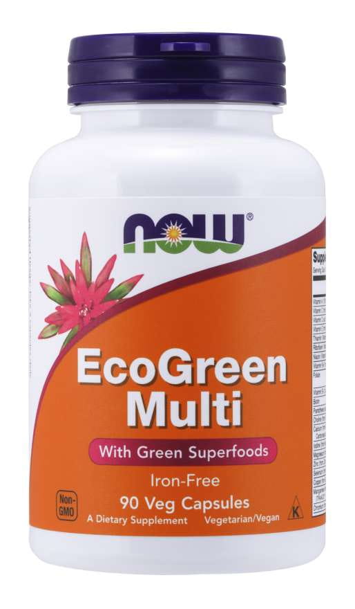 Ecogreen Multi-Set Vitaminer och Mineraler utan Järn 90 Kapslar NOW FOODS