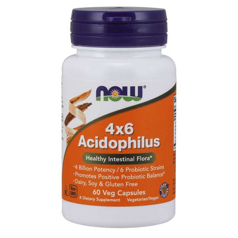 4x6 Acidophilus Probiotic 4 Milliarden Acidophilus 60 Kapseln NOW FOODS