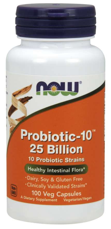 Probiotic10™ 25 Milliarder 100 Kapsler NOW FOODS