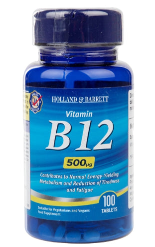 Vitamina B12 500 mcg Cianocobalamina 100 Compresse HOLLAND & BARRETT