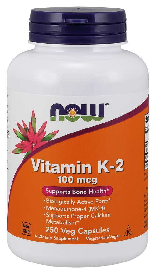 Vitamin K2 mk4 100 mcg och lucern 250 kapslar NOW FOODS
