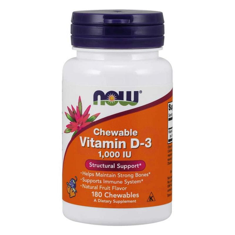 Vitamin D3 1000 IU žvýkací tablety 180 tablet NOW FOODS