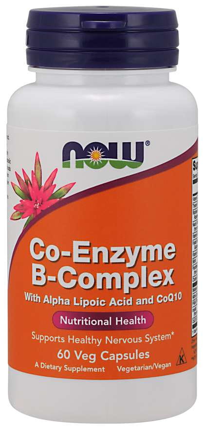 Coenzym B COMPLEX Kompleks av B-vitaminer, alfa-liponsyre og koenzym Q10 60 kapsler NOW FOODS