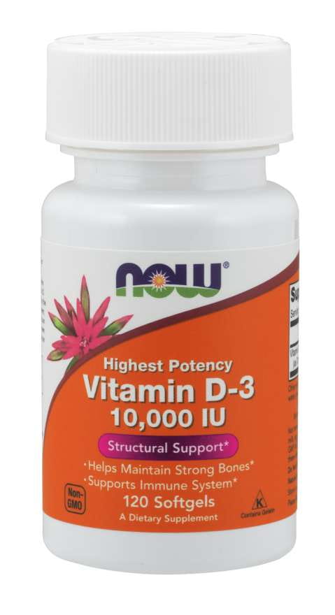 Vitamin D3 10 000 IU 250 µg 120 kapslí NOW FOODS