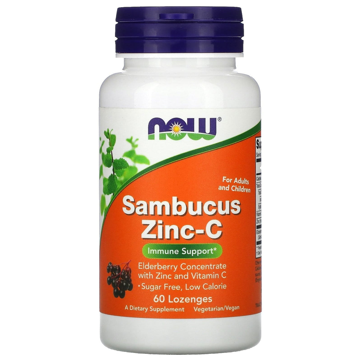 Sambucus Sink-Sinkpastill 60 tabletter NOW FOODS