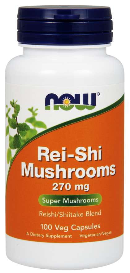 Reishi-svampar Reishi och Shiitake 270 MG 100 kapslar NOW FOODS