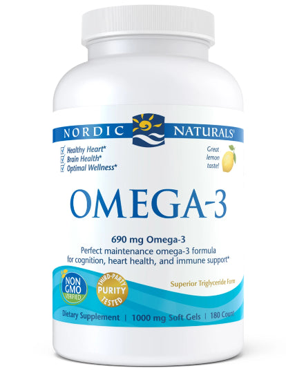 OMEGA 3 Citroensmaak 180 Capsules NORDIC NATURALS
